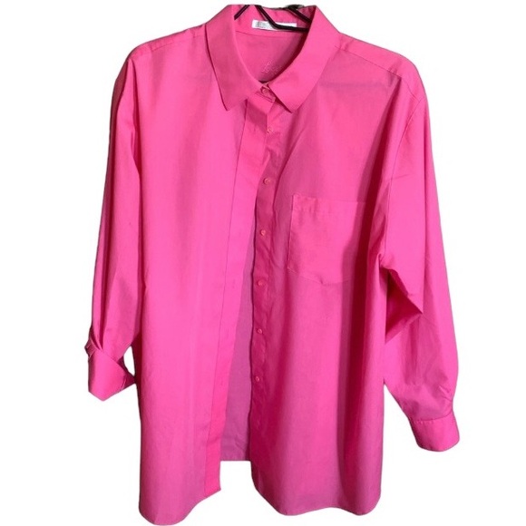 Foxcroft Tops - New FOXCROFT Wrinkle Free Pink Button Up Long Sleeve Blouse Woman’s Plus Size 16